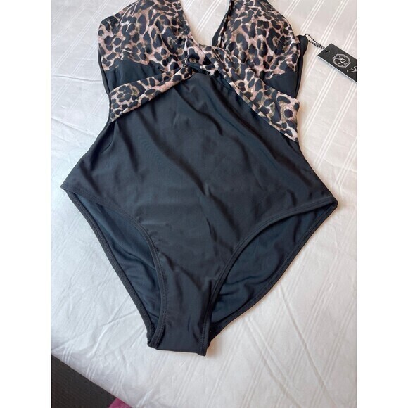 J. Hara New York  Leopard Tummy Control Mesh 1 Piece Swimsuit Size 8 RefN13 - Picture 5 of 8